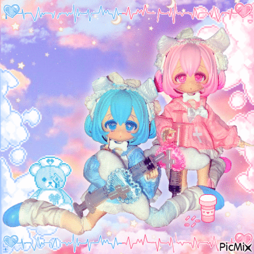 two bjd dolls dog nurse