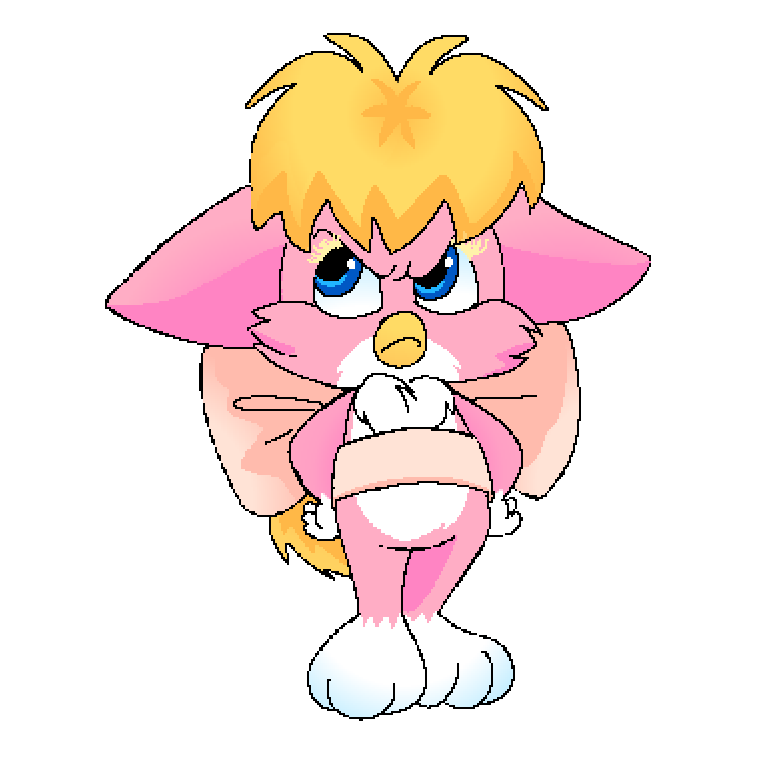 drawing of my furby named peach fuzz